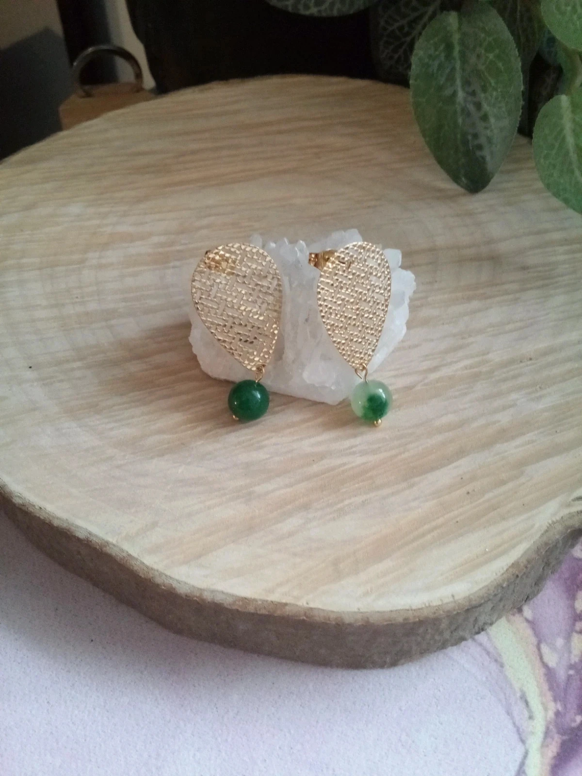 Boucles d'oreilles en  pierre de jade naturelle – photo 2